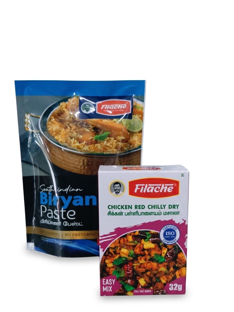 Biriyani paste & Chicken RedChilly Dry Combo Biryani Paste for 500g Meat & Pallipalayam Chicken for 500g Meat Combo - Image 1