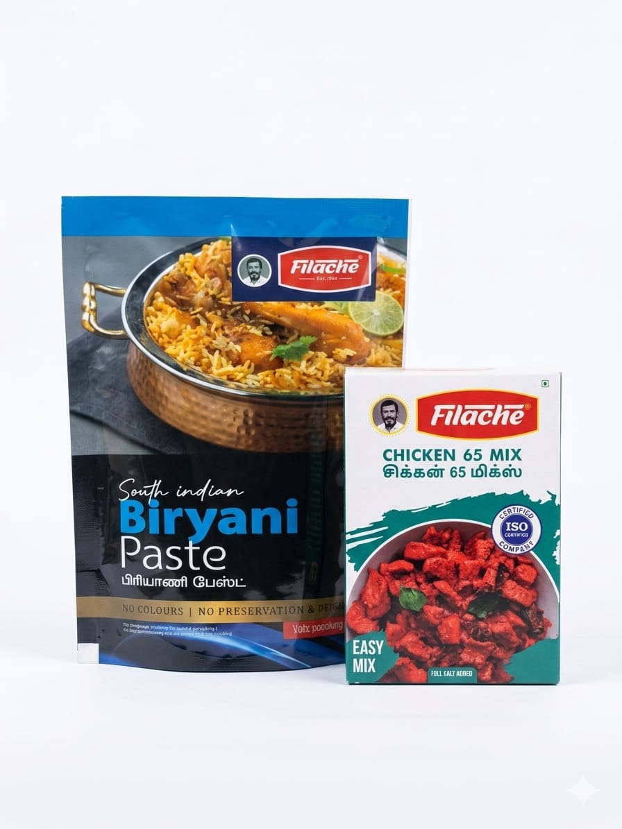 Biryani Paste & Chicken 65 Mix Biryani Paste for 500g Meat & Chicken 65 for 500g Meat Combo - Image 1